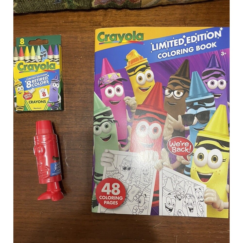 Crayola Limited Edition 8 Retired Crayons, Coloring Book & Red Sharpener